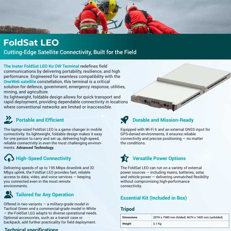Inster FoldSat LEO Product Sheet
